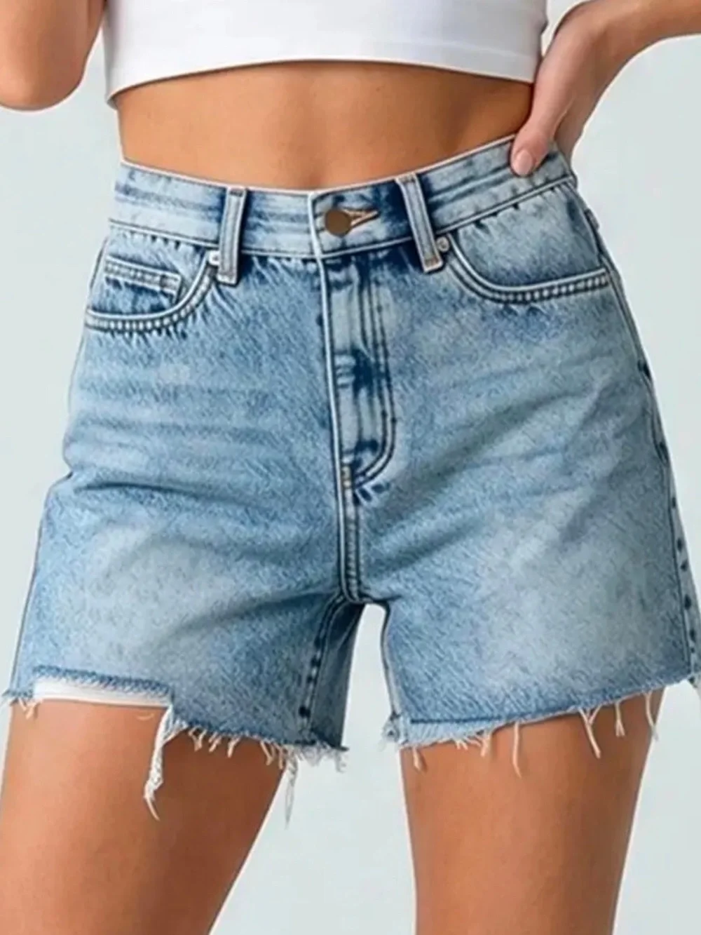 NWT Saige Denim Tummy Control Acid Washed Stretch Jean Shorts - Picture 7 of 9